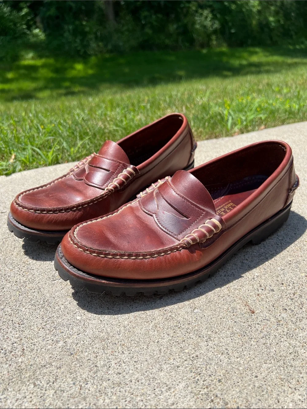 Men's 10 Brown Sewn Leather Penny Loafers Lasting Quality Materials Made in USA